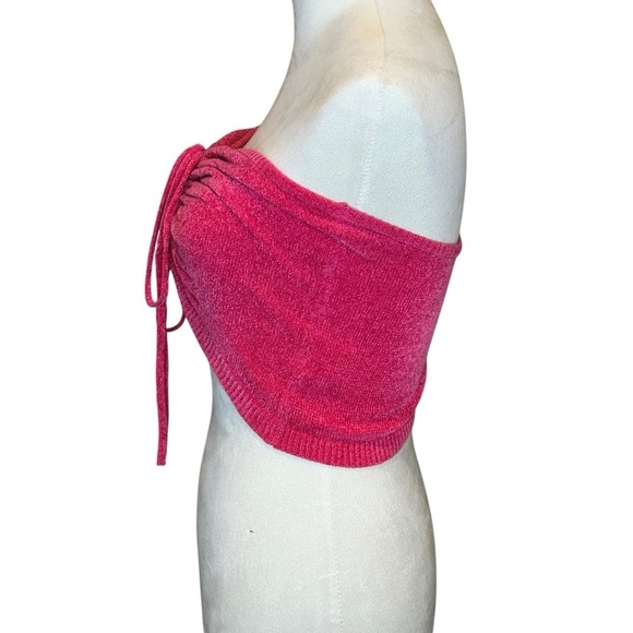 Urban Outfitters Hot Pink Ruched Front Tie Back Cropped Bandeau Size Small - Picture 8 of 15